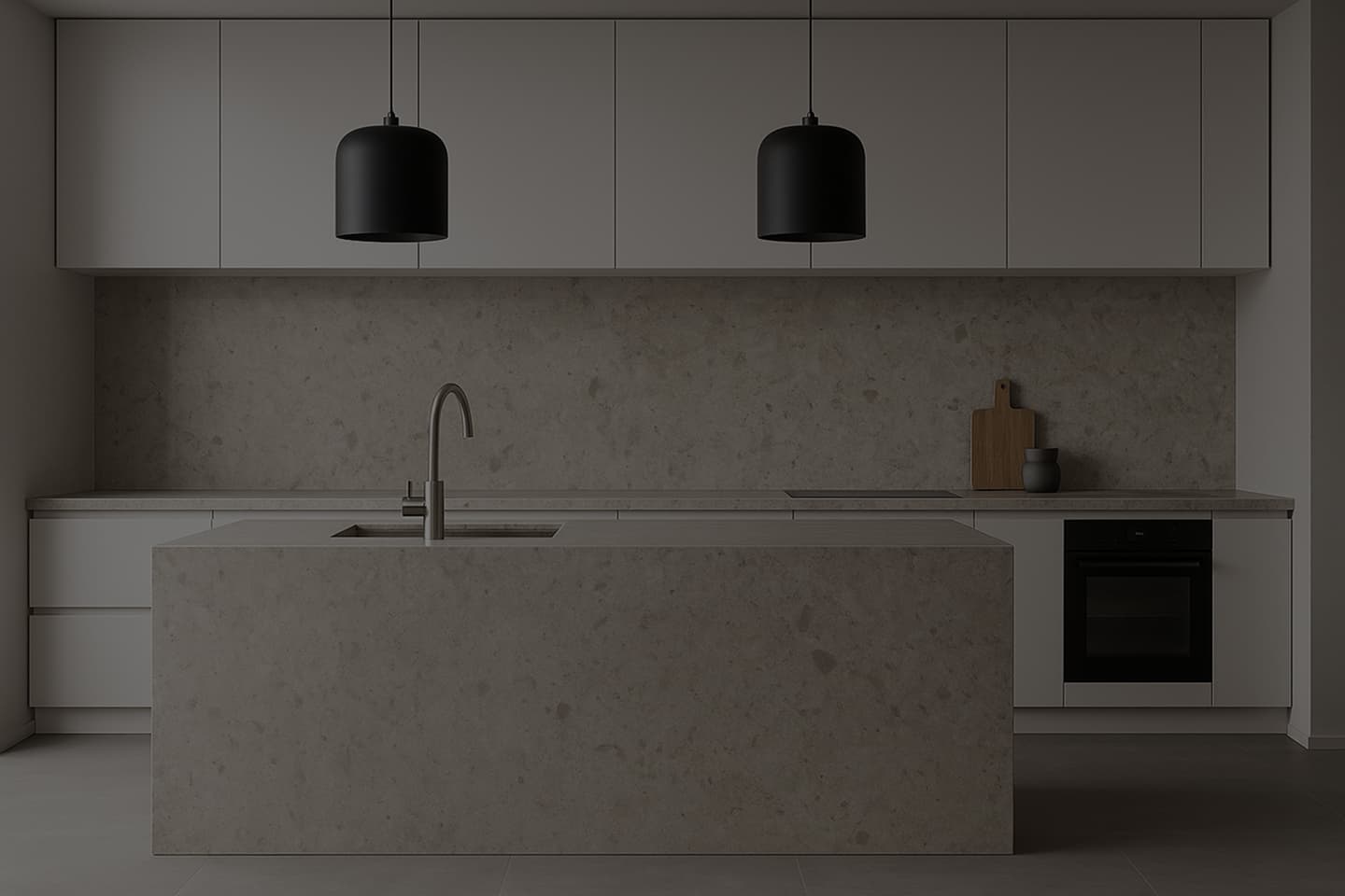Modern kitchen with marble